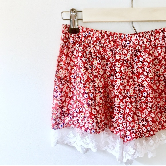 Altar'd State Pants - Altar'd State Red Floral Shorts